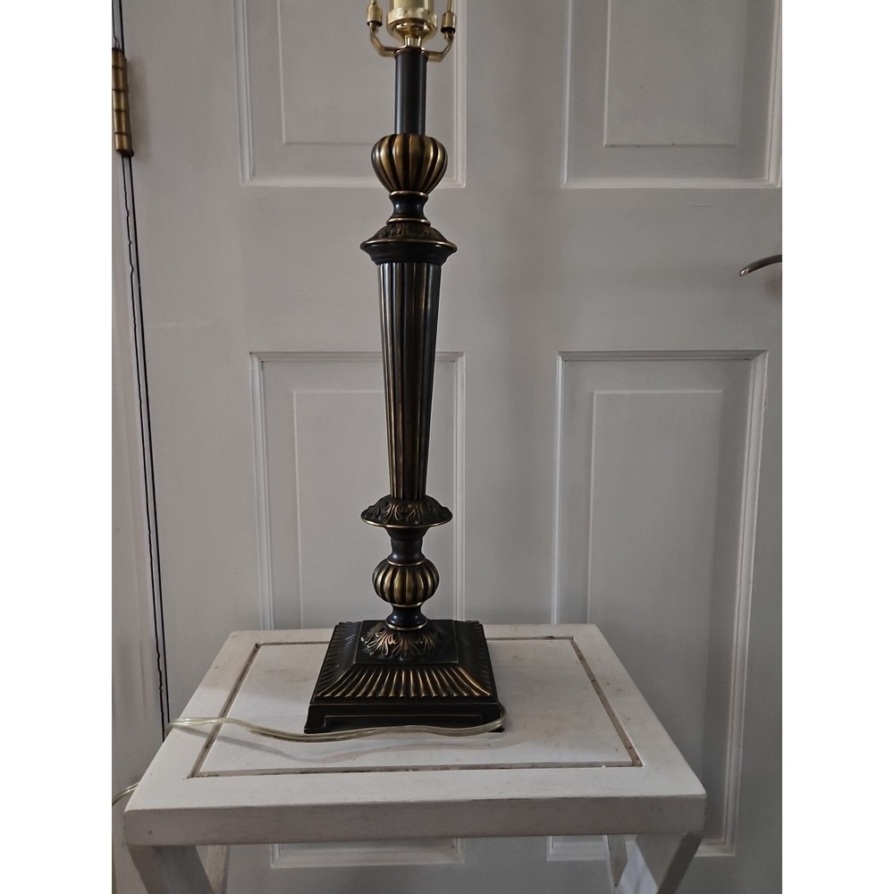 Vintage 1980's Bombay Lamp With Black And Brass Finish